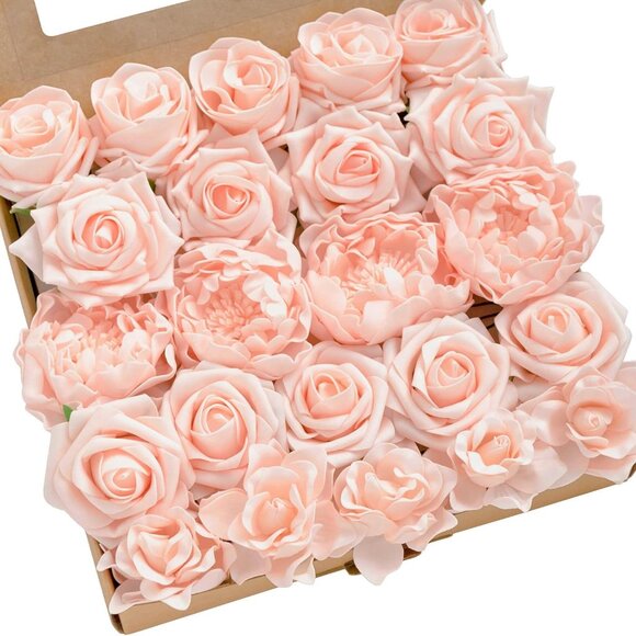 Artificial Flowers Fake Roses Gardenia Faux Foam Peony Combo for DIY Wedding Bou